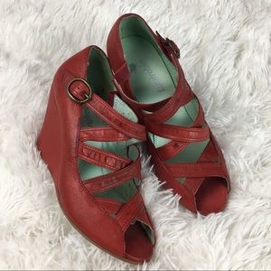 FARYL ROBIN Red Leather Wedges